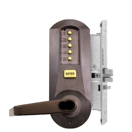 Dormakaba Mortise Combination Lever Lock, No Deadbolt, Sargent LFIC Prep, Less Core, Dark Bronze w Brass KABA-5066RWL-744-41